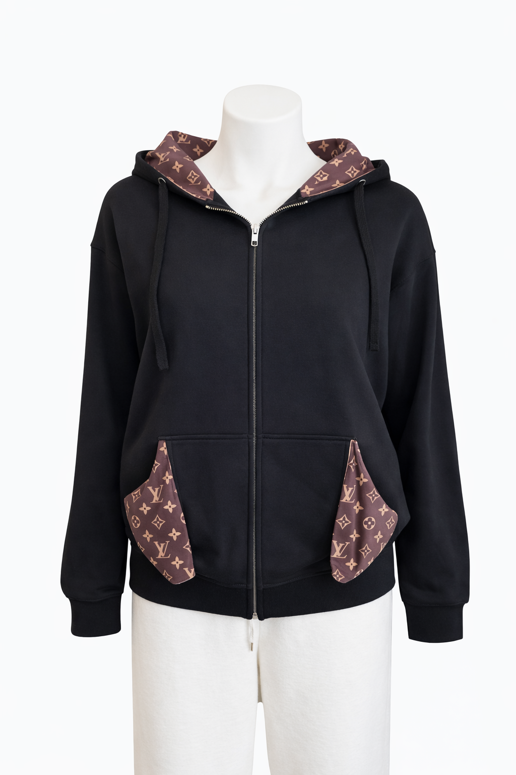 Designer Inspired Zip-Up- Black