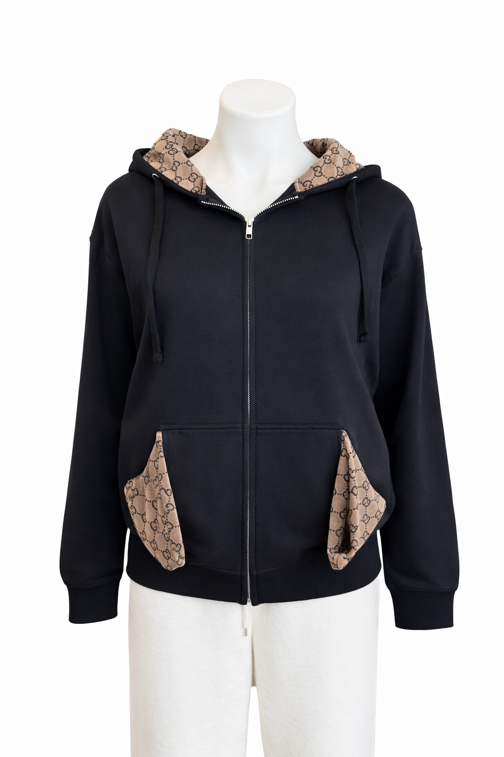Designer Inspired Zip-Up- Black