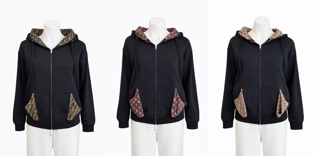 Designer Inspired Zip-Up- Black