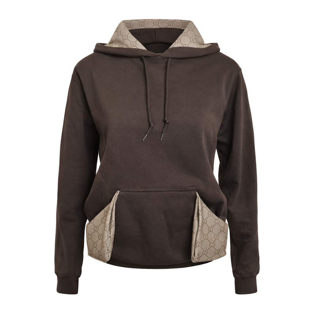 Designer Inspired Hoodie- Brown