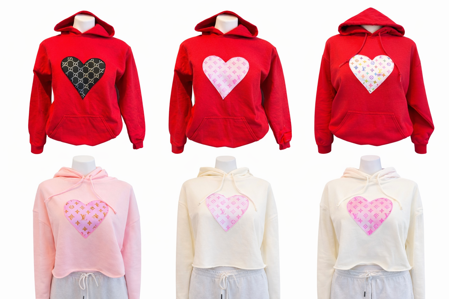 Designer Inspired Heart Hoodies