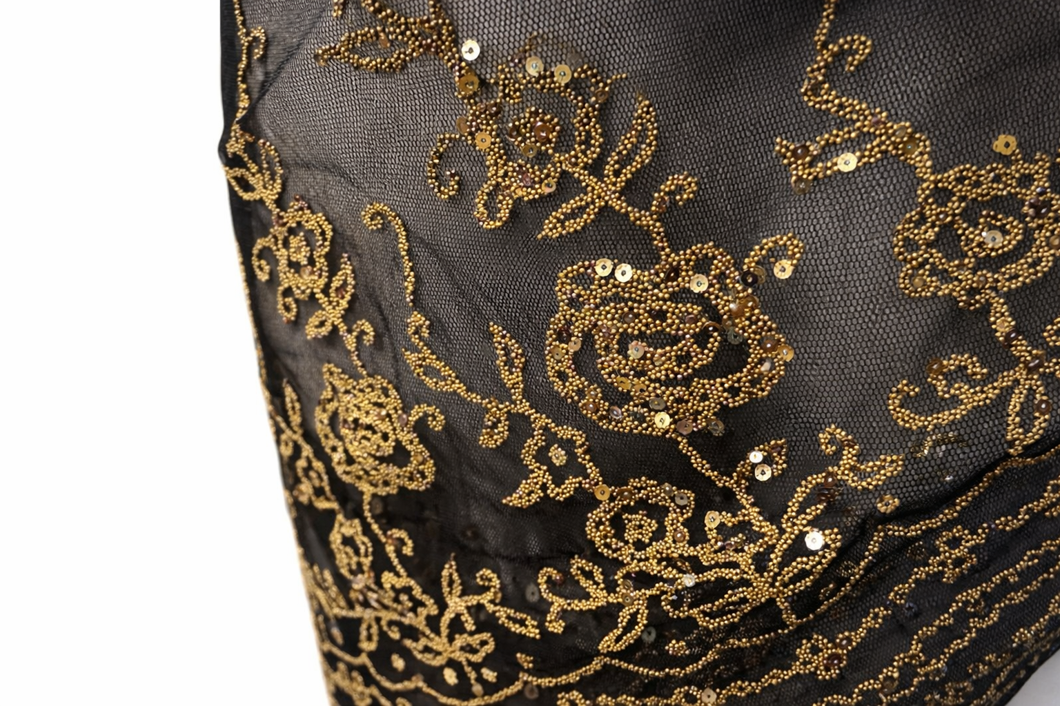 Black Embroidered Beach Wrap/ Sarong