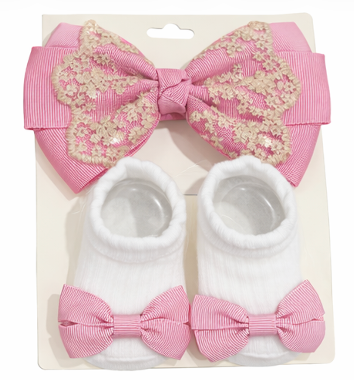 Baby Bow & Sock Set 0-24 months