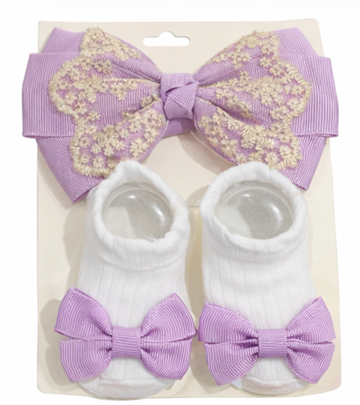 Baby Bow & Sock Set 0-24 months